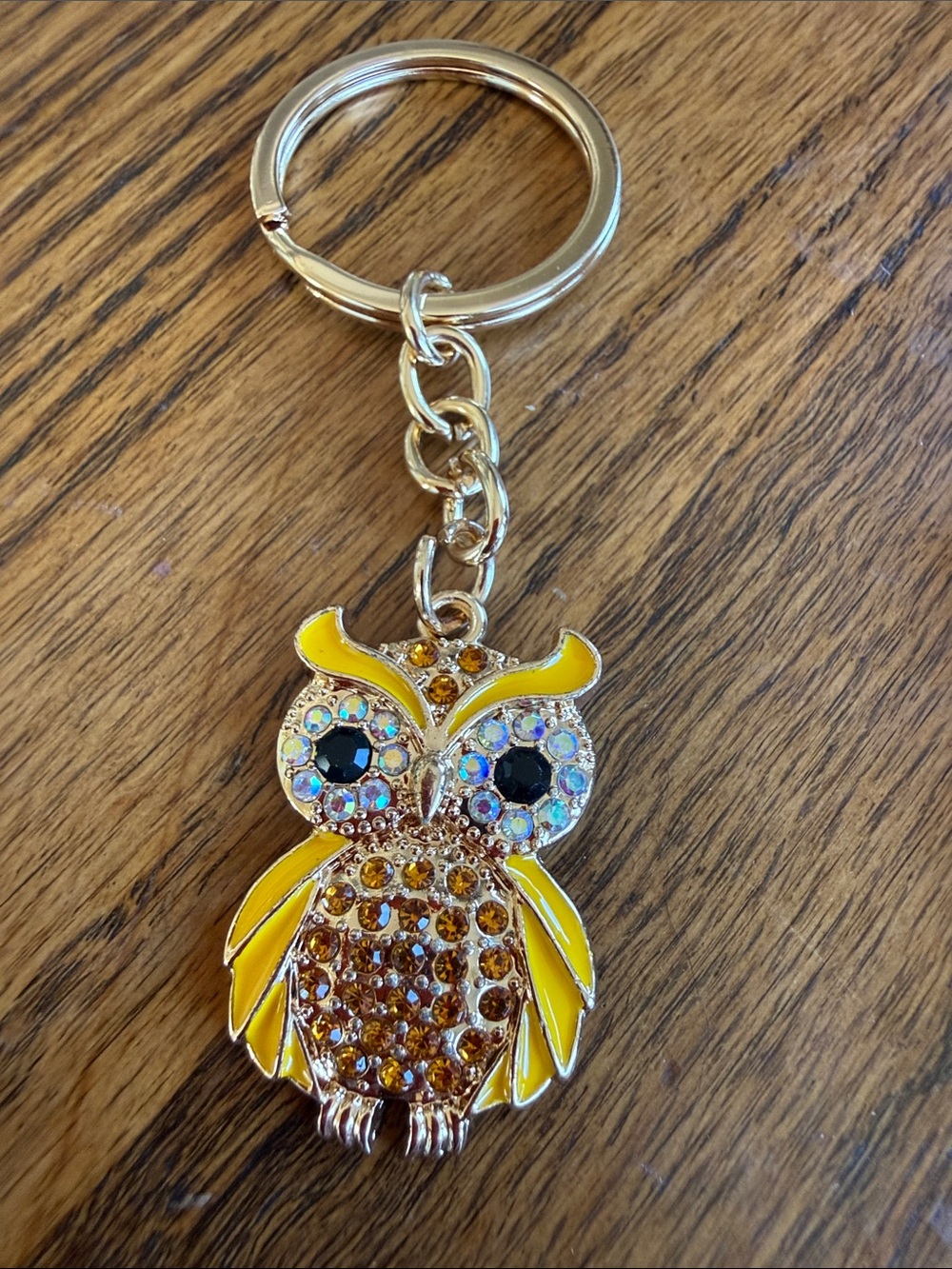 Yellow Crystal Owl Keychain Pendant - Women's Jewelry